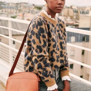 SEZANE Leopard Mohair Blend Sweater